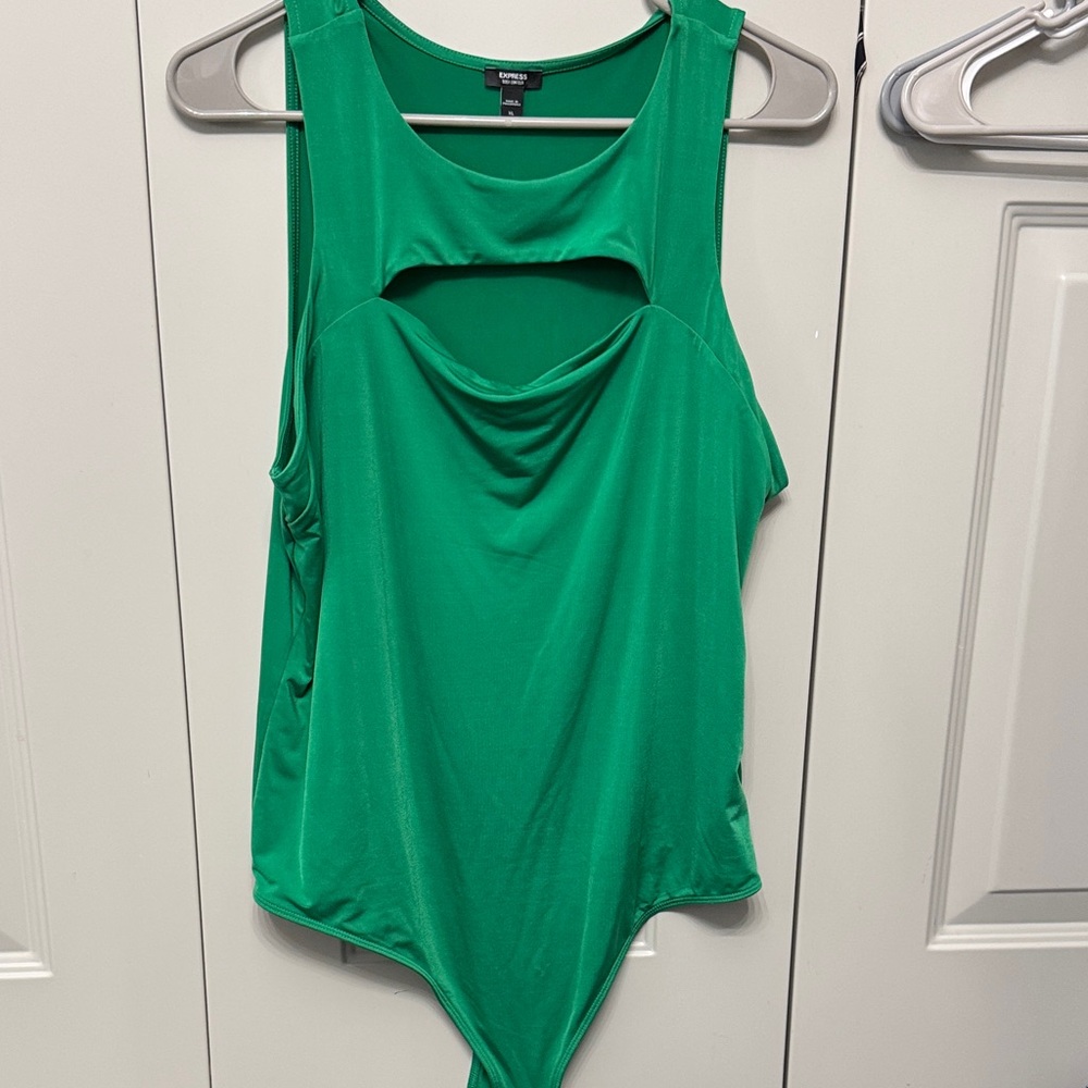 Express Emerald Green Cutout Sleeveless Bodysuit